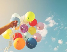 latex balloon in sky