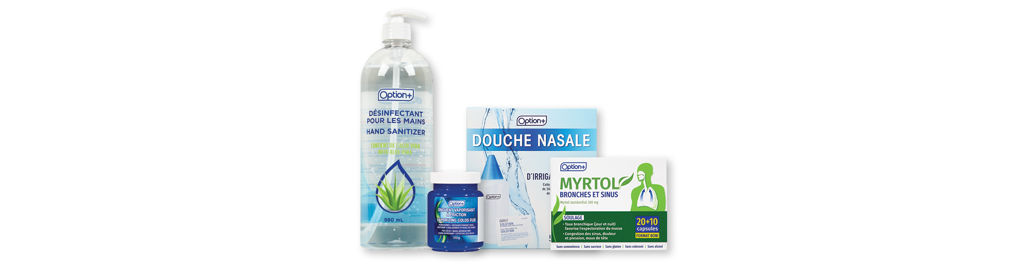 Option+ Produits pour soulager les symptômes de la grippe, du rhume et des allergies